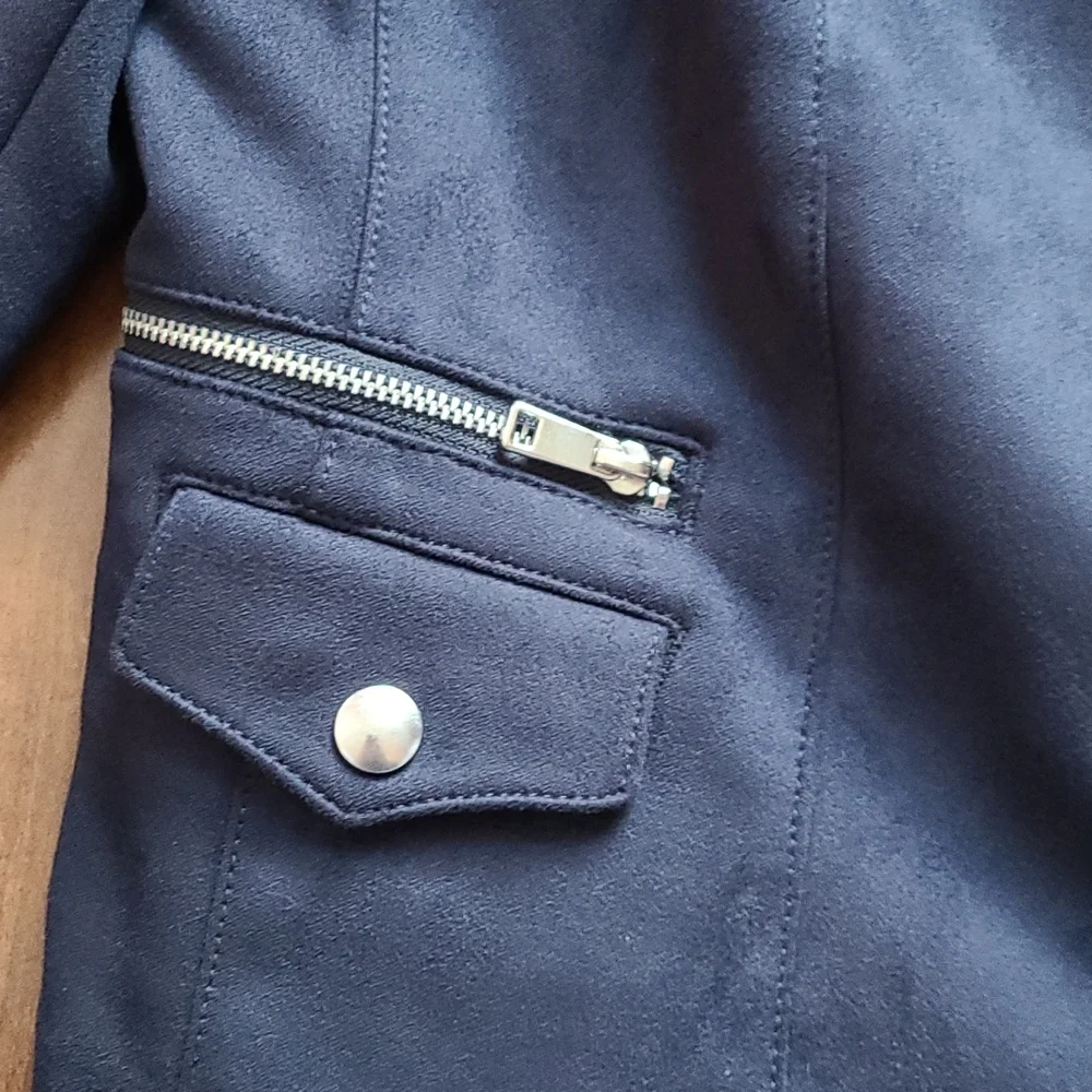 🎉Host Pick🎉 Banana Republic Navy Blue Vegan Suede Biker Jacket - Picture 5 of 10